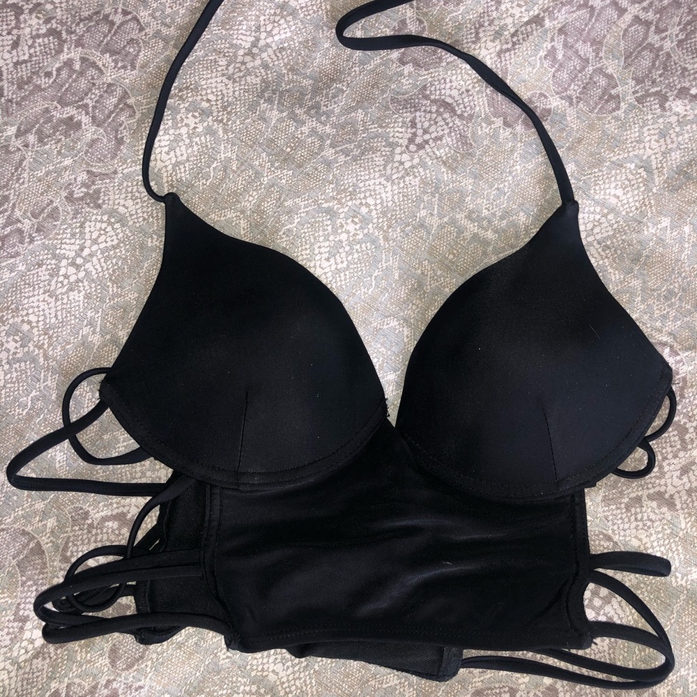 Black bikini string tied top